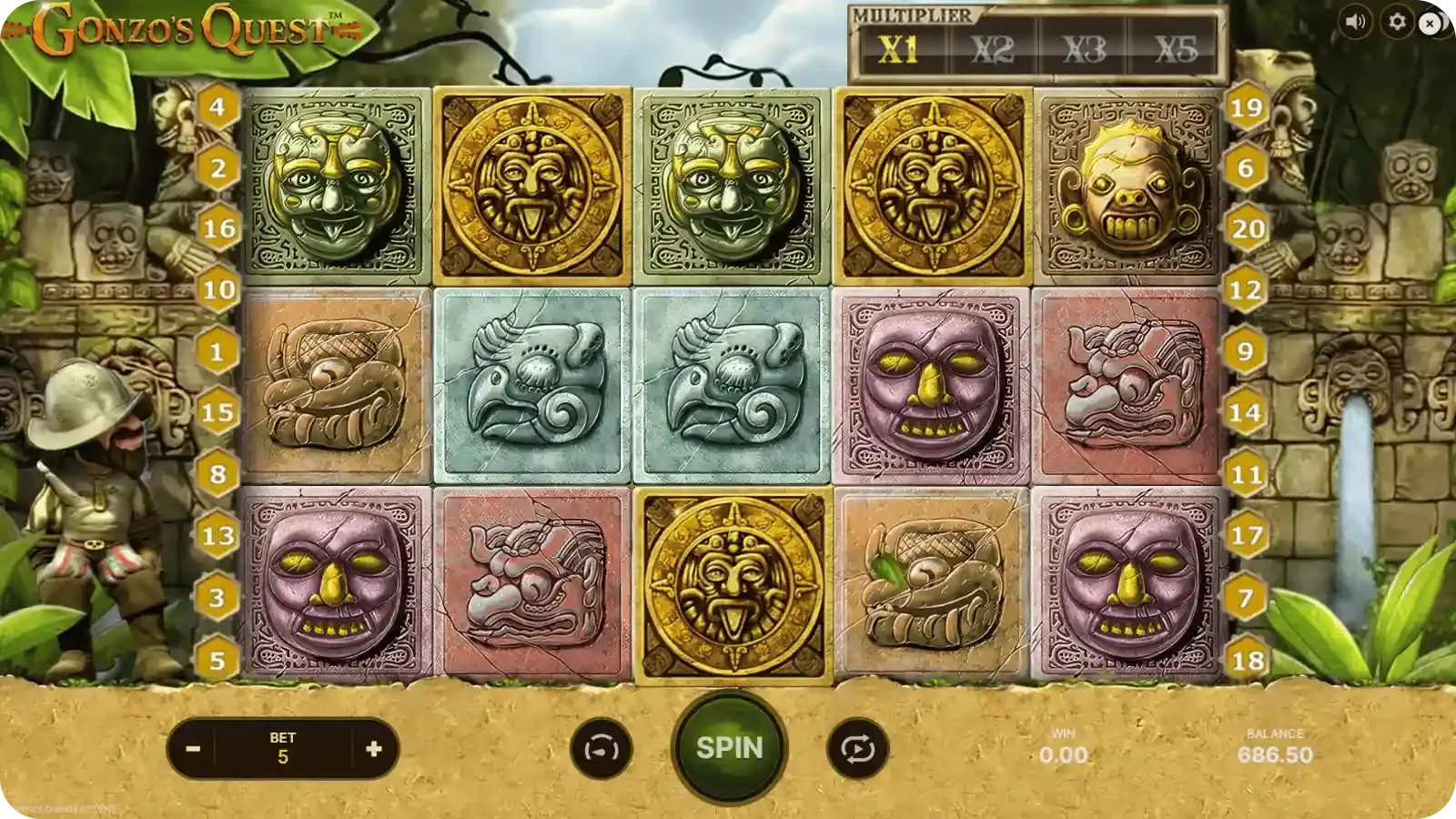 Free Falls bonus round in Gonzo's Quest