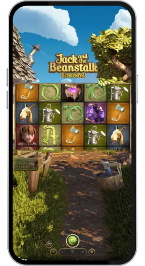 Spin button and autoplay options on Jack and the Beanstalk slot