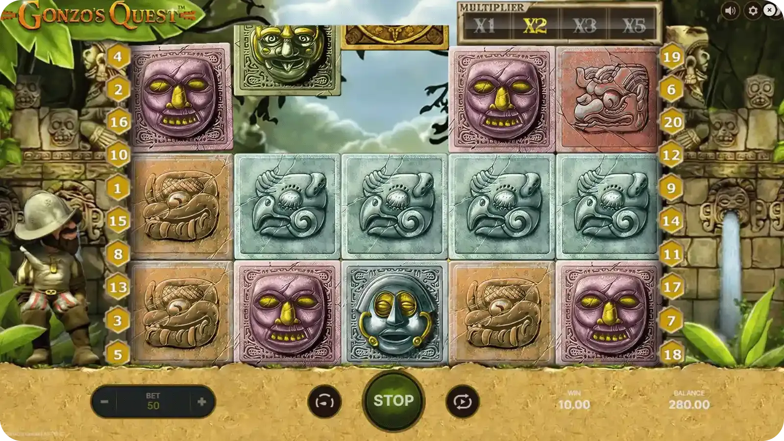 Win multiplier rising during Avalanches in Gonzo's Quest