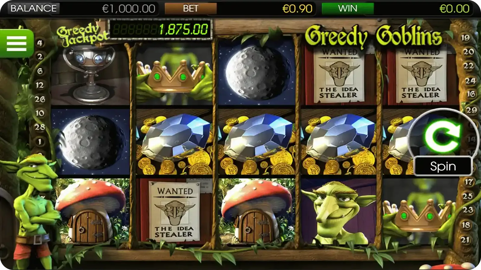 Greedy Goblins Slot game screen