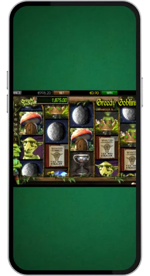 Greedy Goblins base game interface showing all 30 fixed paylines and goblin themed symbols