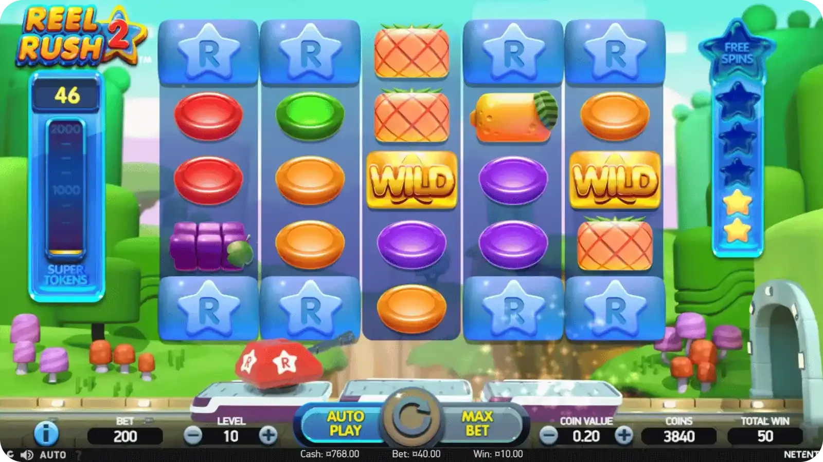 Expanding Wild Reels in Reel Rush 2 slot