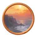 Golden sunset over dragon mountain landscape symbol