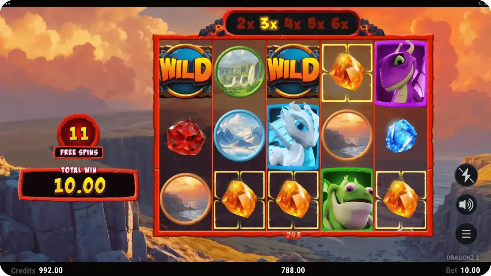 Dragonz 2 win multiplier active during bonus spins